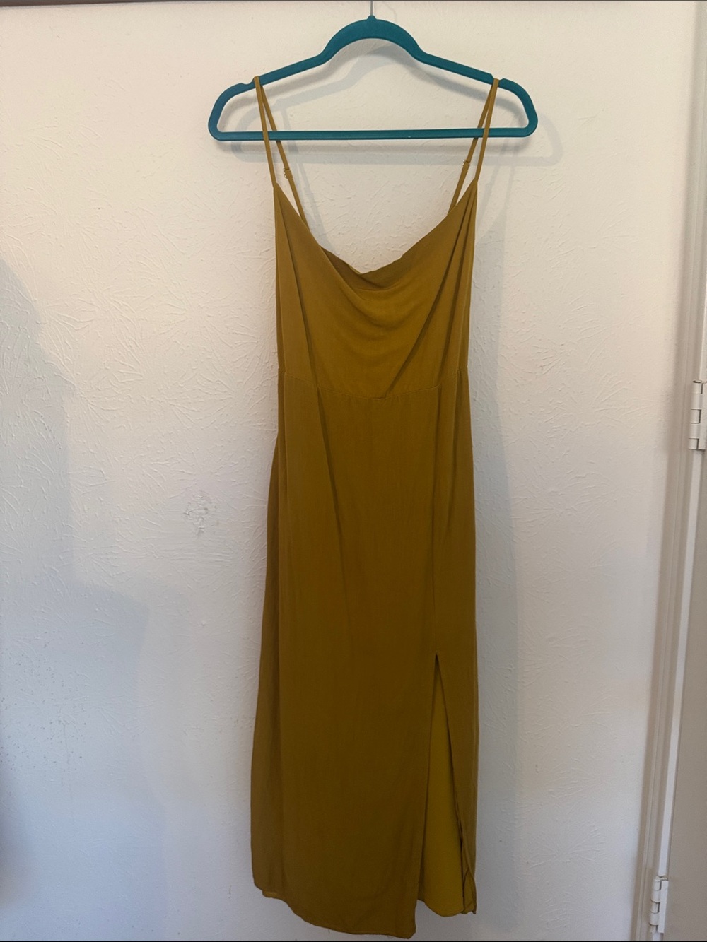 Pull&Bear Mustard Cowl Neck Slip Midi Dress